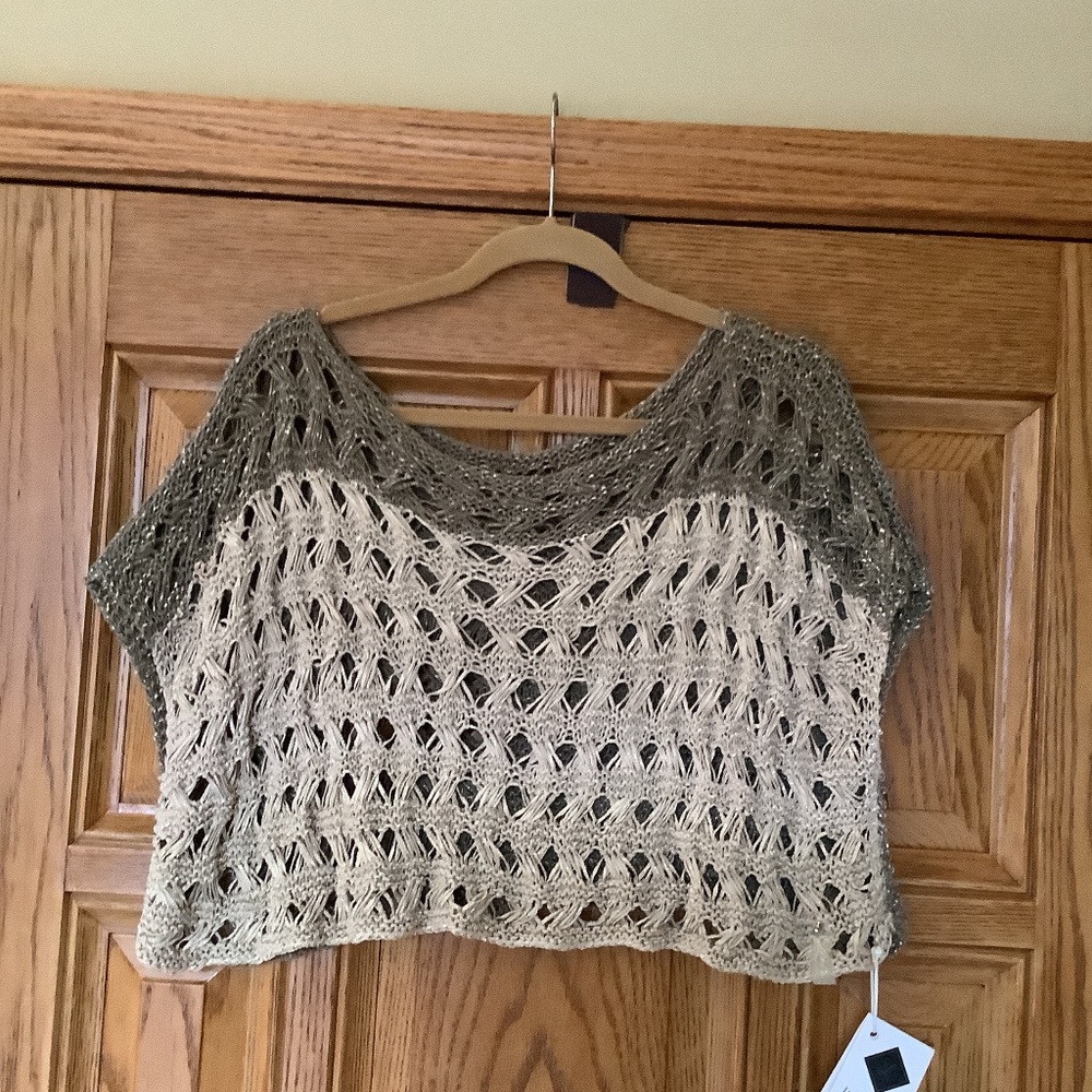 Unique Cropped Top…Sage and Sand…one of a kind knit piece!